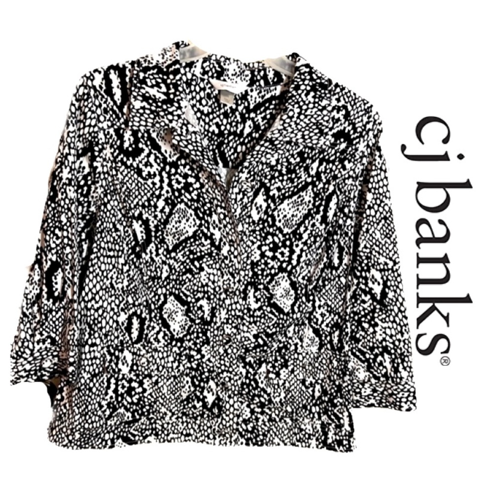 CJ BANKS Stylish Black & White Lightweight Casual~Business~Dressy Jacket Size 1X
